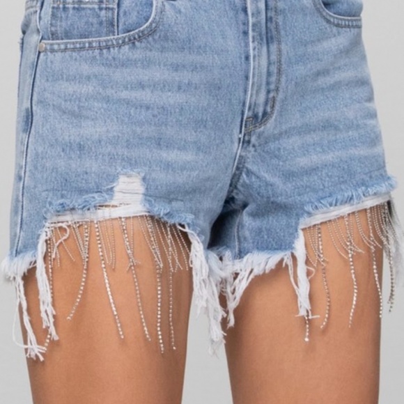 Denim shorts with bedazzled fringe ✨ - Picture 5 of 5